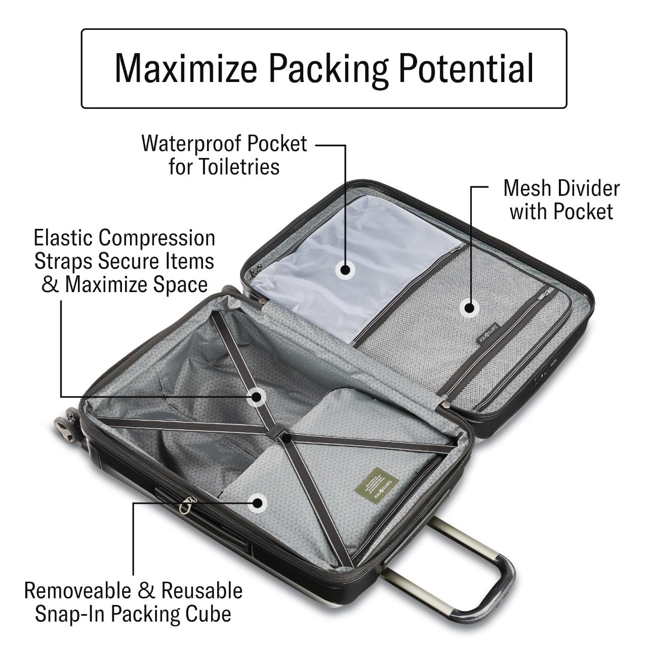 Samsonite Octiv Lightweight Hardshell 3-Piece Luggage Set (20/24/28) - Durable & Impact Resistant, 360° Aero Trac Spinner Wheels, Adjustable Telescopic Handle, Expandable, TSA Approved Lock - Silver Aluminum Silver 3-Piece Set (20/24/28) U1
