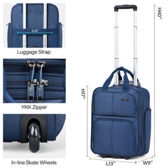 Hanke Softside Expandable Underseat Carry On Bags for Airplanes,Travel Luggage Rolling Bag Personal Item Bag Small Suitcase,Blue,16-Inch Blue Expandable 16-Inch Underseat U1