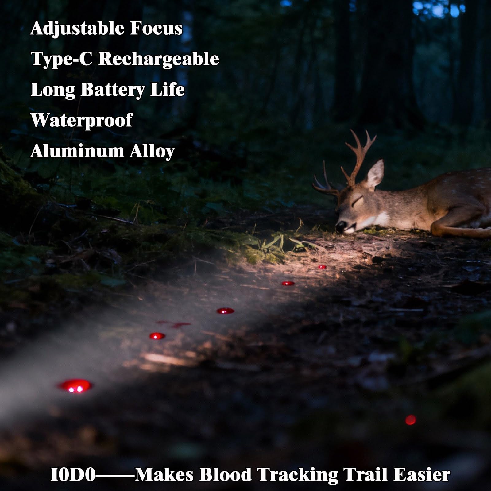 xcvoc Rechargeable Blood Tracking Light for Night Hunting 2000 Lumens Blood Trail Tracking Flashlight Gifts for Hunter Christmas Gifts for Men/Husbands/Fathers/Brothers/Friends Blood Tracking Light For Deer Blood Flashlight Rechargeable U1