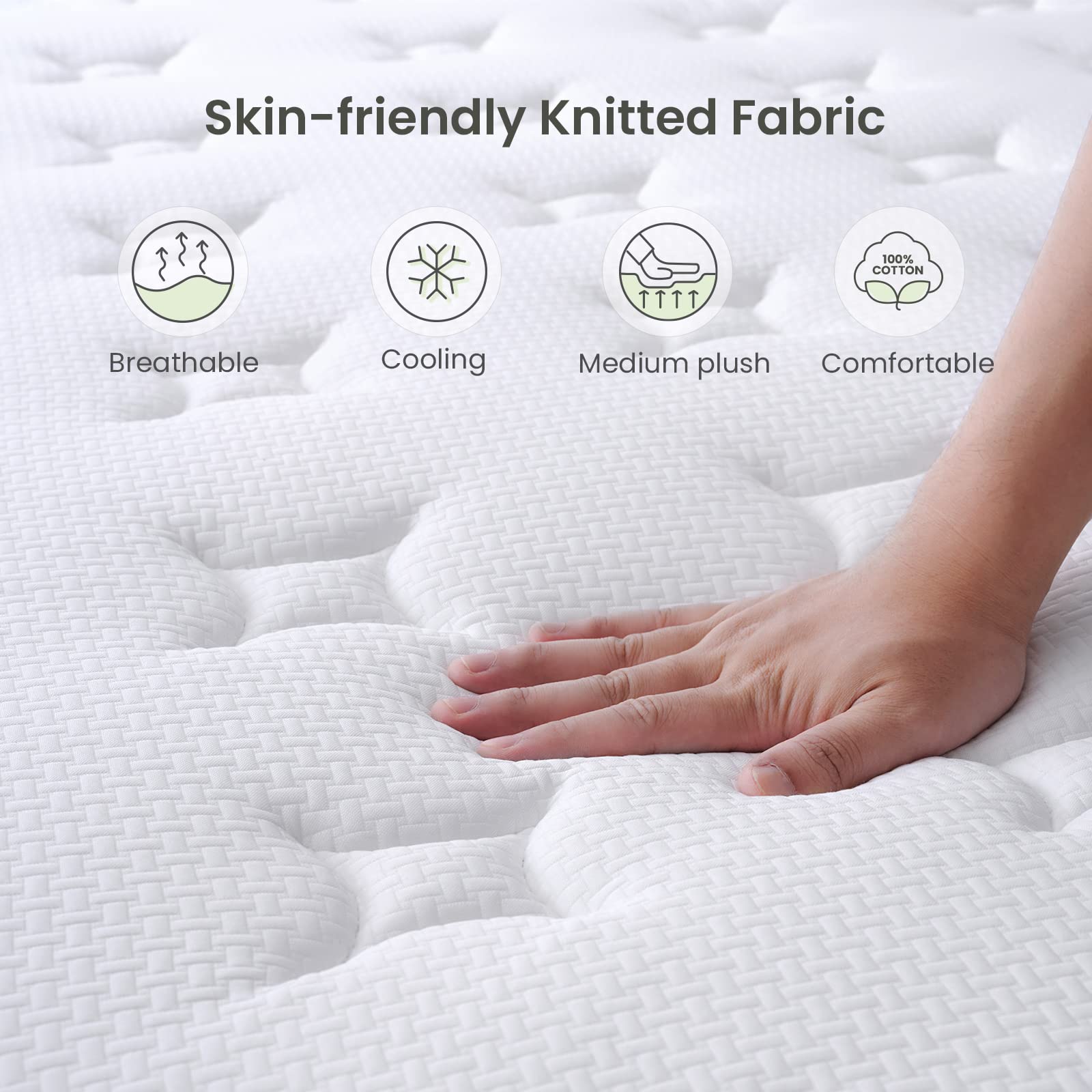 Dourxi Twin Mattress, 12 Inch Hybrid Mattress in a Box with Gel Memory Foam, Individually Pocketed Springs for Support and Pressure Relief - Medium Plush U1