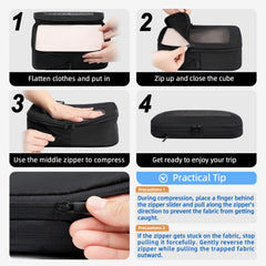 BAGAIL 4 Set/6 Set/8 Set Compression Packing Cubes Travel Accessories Expandable Packing Organizers (Square Mesh, 05-Jet Black) 05-Jet Black 10 inches x 7 inches x 2 inches U1