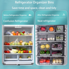 Diskary Fridge Organizer, Stackable Refrigerator Organizer Bins, Reusable Food Storage Containers, Fridge Drawer Organizer in Home Kitchen, Barbecue Shop, Restaurant, BPA-Free (2 Drawers, Large) U1