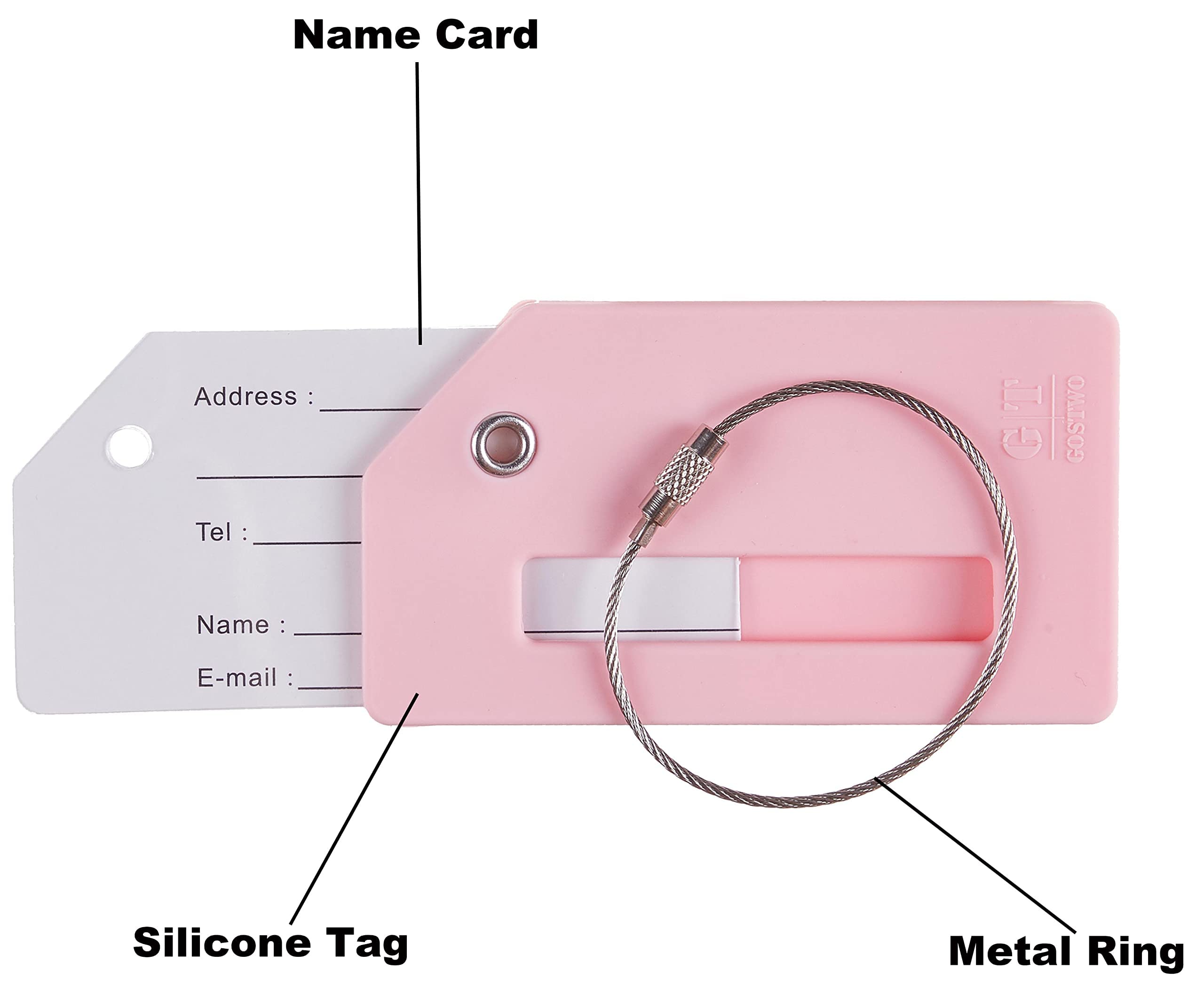 Gostwo 1Pc Silicone Luggage Tag for Suitcases, 26 Initial Letter Baggage Labels Handbag School Bag Suitcase Instrument Tag with Stainless Steel Loop(Pink)(Airplane) Pink01 Airplane U1