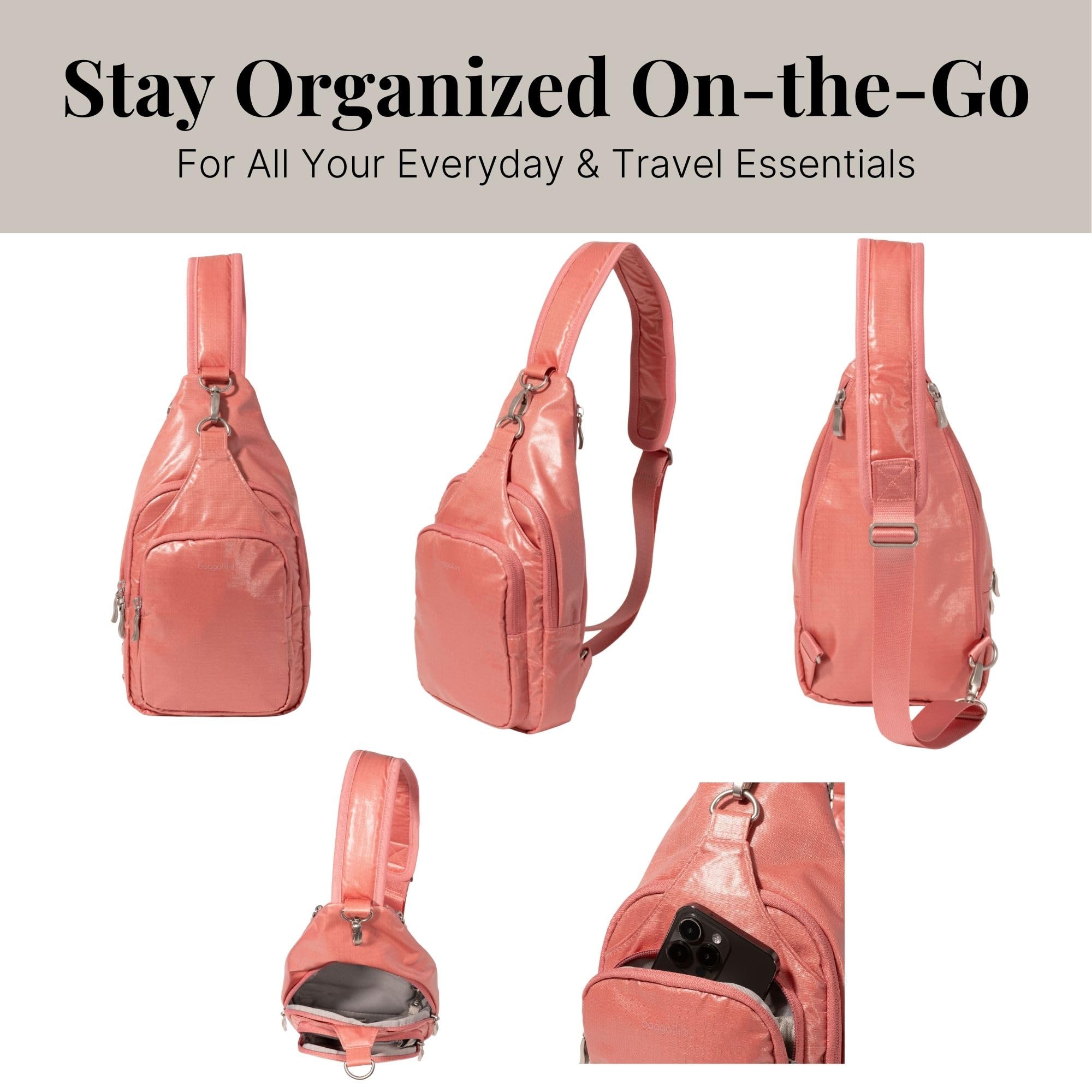 Baggallini Central Park Sling, Terracotta Gloss Ripstop Terracotta Gloss Ripstop One Size U1