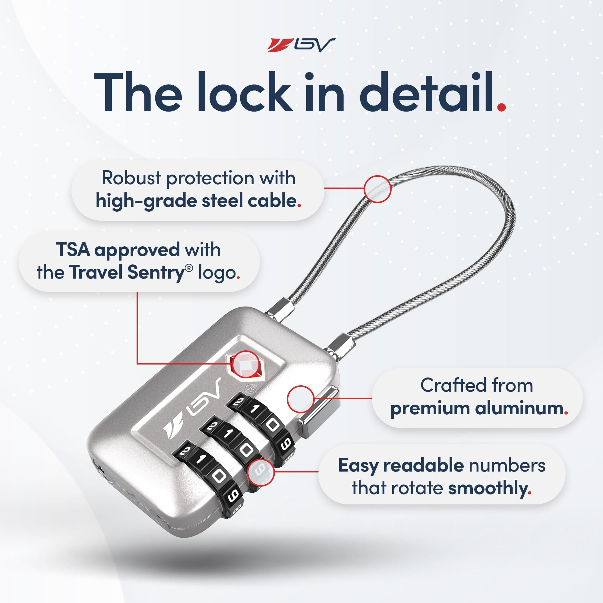 TSA Approved Luggage Travel Lock, Set-Your-Own Combination Lock for School Gym Locker, Luggage Suitcase Baggage Locks, Filing Cabinets, Toolbox, Case (Silver, 2 Pack) U1