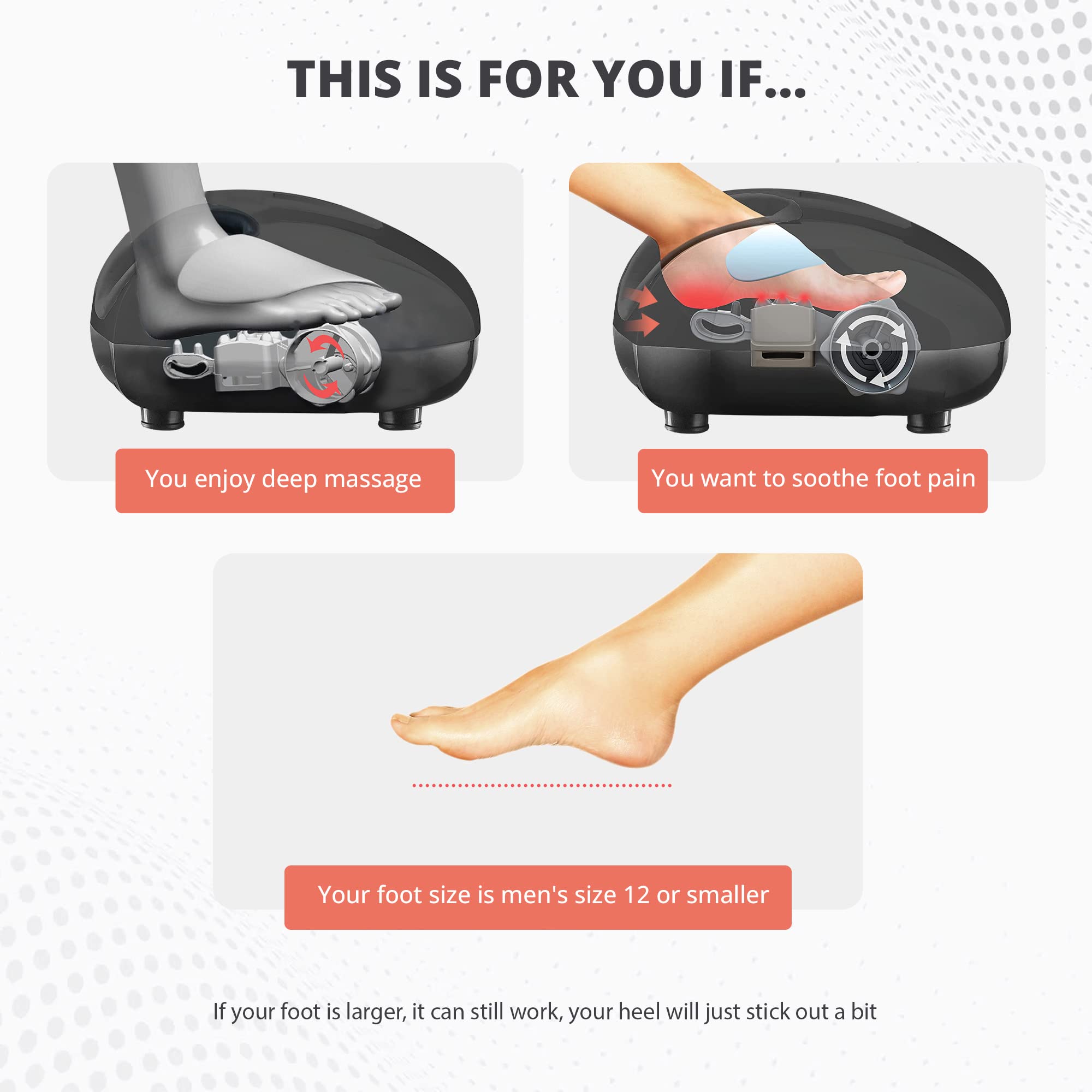 Belmint Foot Massager Machine - Shiatsu Foot Massager with Heat, Deep-Kneading Foot Massager for Plantar Fasciitis, Neuropathy - Unique Gifts for Him Her/Women & Men, Fathers Day Gift Idea Black  U4