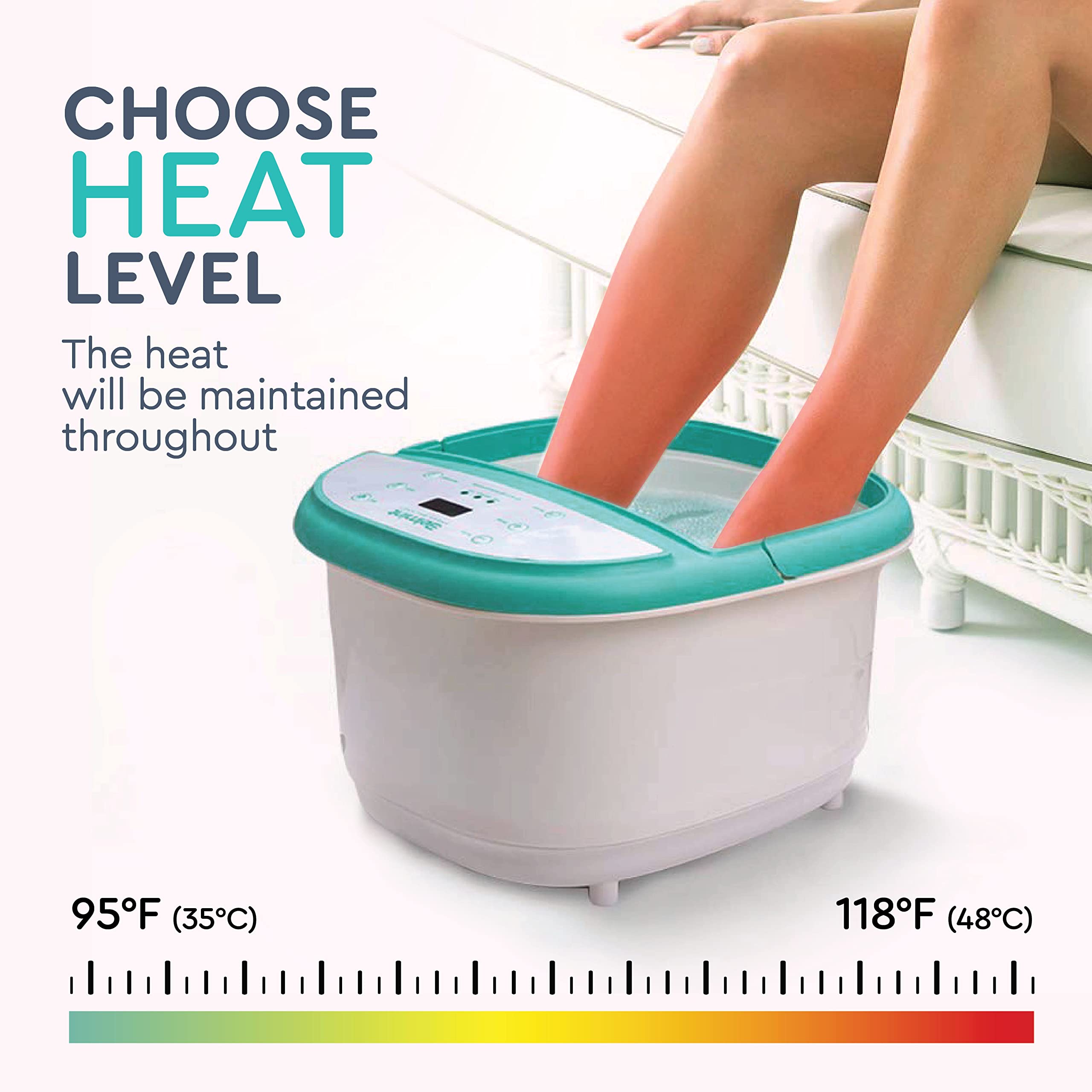 Belmint Foot Spa Foot Bath Massager – Feet Soaking Tub with Heat - Foot Bath with 6 Shiatsu Massage Rollers, Callus Remover, Adjustable Time & Temperature – Stress Relief and Sooths Tired Feet Light Blue 1 Count (Pack of 1) U1