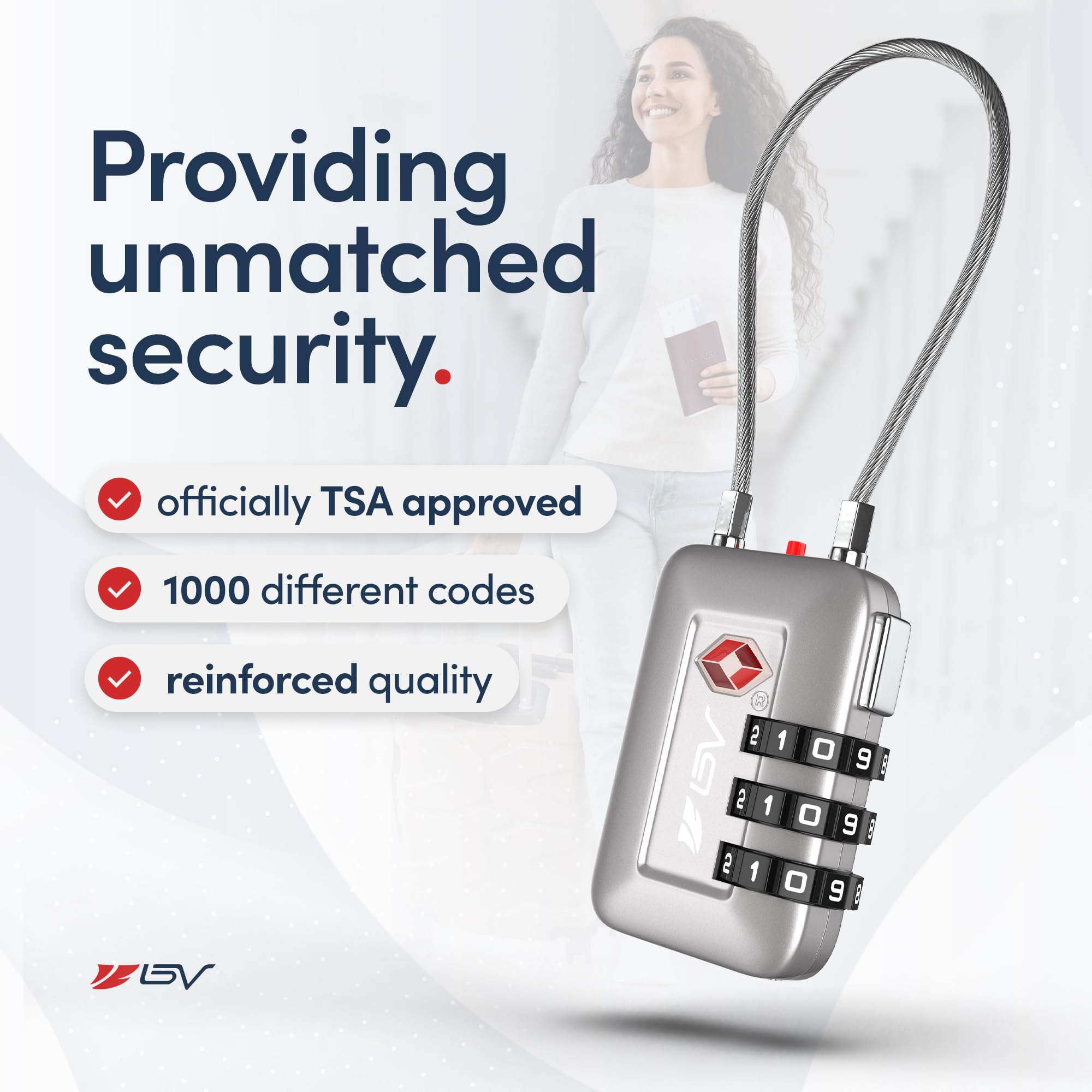 TSA Approved Luggage Travel Lock, Set-Your-Own Combination Lock for School Gym Locker, Luggage Suitcase Baggage Locks, Filing Cabinets, Toolbox, Case (Silver, 2 Pack) U1