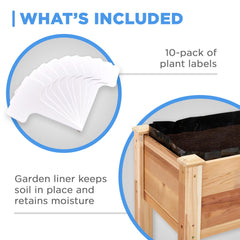 Jumbl, Cedar Raised Garden Bed, Elevated Wood Planter for Growing Fresh Herbs, Vegetables, Flowers, Succulents - 34x18x30” Red 34x18x30 U1