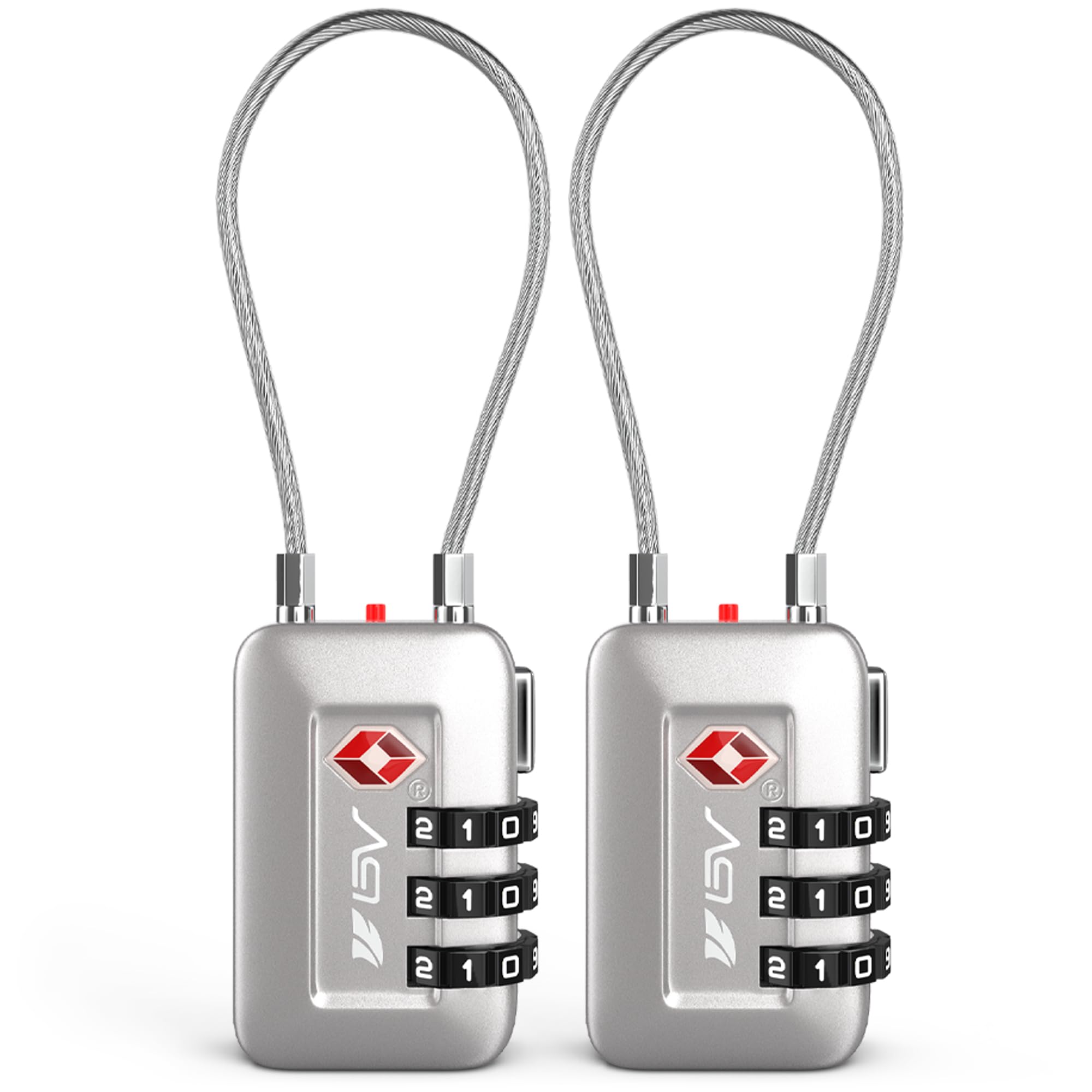 TSA Approved Luggage Travel Lock, Set-Your-Own Combination Lock for School Gym Locker, Luggage Suitcase Baggage Locks, Filing Cabinets, Toolbox, Case (Silver, 2 Pack) U1