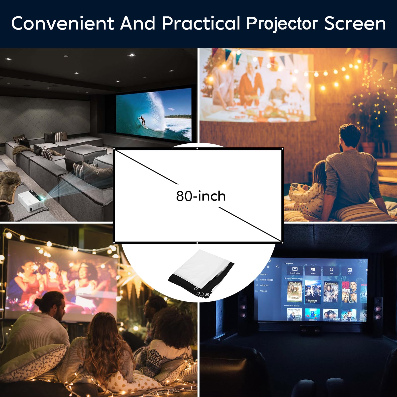 TMY Mini Projector, Upgraded Bluetooth Projector with Screen, 1080P Full HD Portable Projector, Movie Projector Compatible with TV Stick Smartphone/HDMI/USB, indoor & outdoor use U1