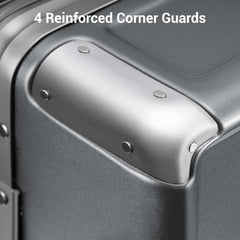 LEVEL8 Zipperless Checked Luggage with Aluminum Frame, Upgraded Medium Hardside Suitcase with Spinner Wheels, Metal Travel Luggage with Double Tsa Locks, 24 Inch, Grey Grey Checked 24 Inch (Upgraded) U1