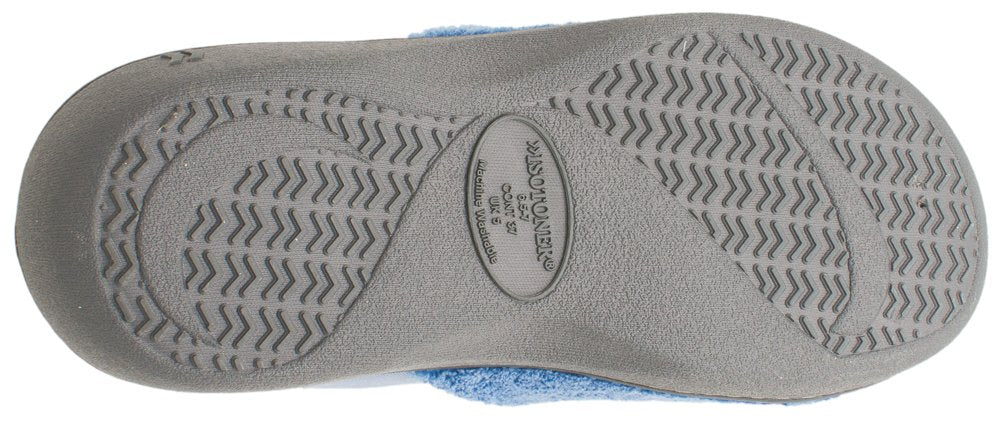 Isotoner Women's Microterry PillowStep Satin Cuff Clog Slippers ( Denim , Small / 6.5-7 B(M) US ) Denim Small 6 5 7 B M US U1