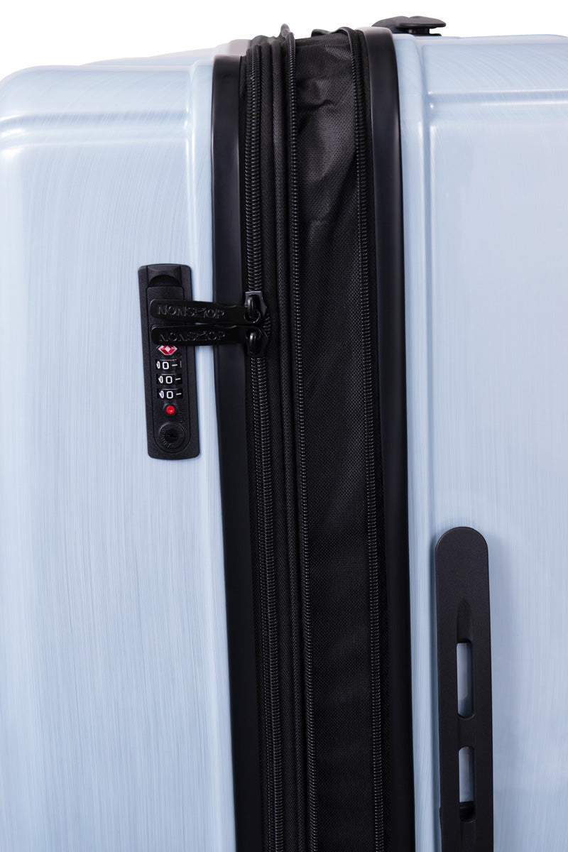 NONSTOP New York Elite Luggage Expandable Lightweight Spinner Wheels hard side shell Travel Suitcase Set, TSA Lock, Double USB Port, 3 packing cubes ( Sky Blue , 3-piece Set (20/24/28) ) Sky Blue 3 Piece Set 20 24 28 U2