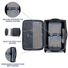 Travelpro Platinum Elite Softside Expandable Luggage, 2 Wheel Upright Suitcase, USB Port, Men and Women ( Shadow Black , Carry On 22 Inch ) Shadow Black Carry On 22 Inch U3