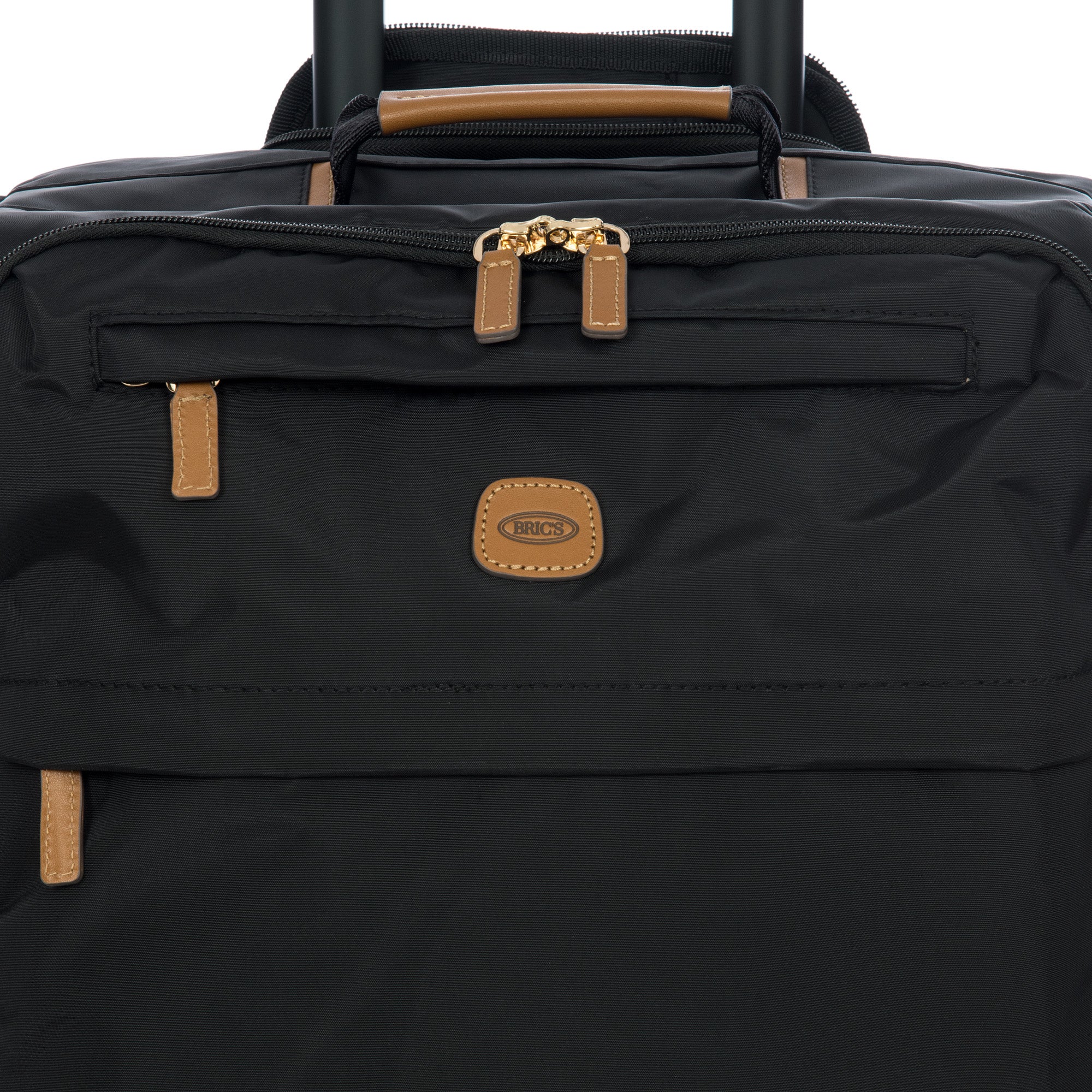 Bric's X-Travel 21 Carry-On Spinner Luxury Softside Luggage with 360 Wheels, Recycled Water-Resistant Fabric, Interior Pockets, and Leather Details ( Black , One Size ) Black One Size U2