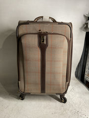 LONDON FOG Knightsbridge Softside Expandable Spinner Luggage, Black, Checked-Medium 25-Inch Black Checked-Medium 25-Inch U1