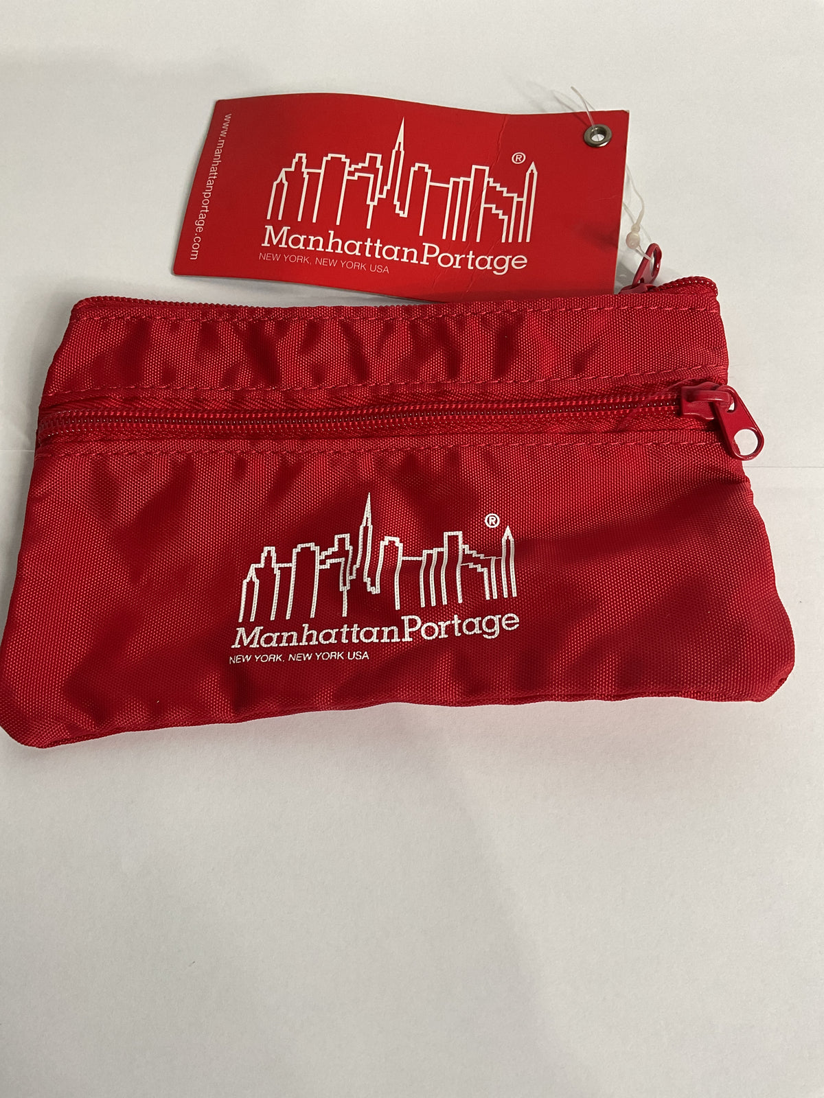 manhattan portage skyline double zipper pouch pencil red U1