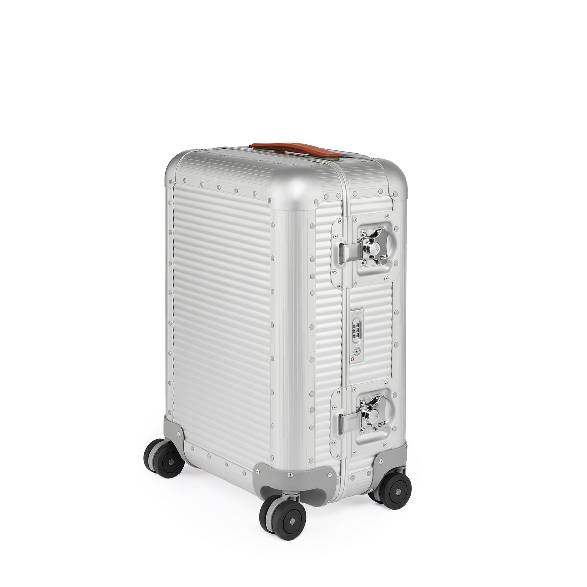 FPM Milano Bank Spinner, Durable and Luxurious Luggage Made in Italy, 4-wheel Spinner for Smooth Travel, Integrated TSA Lock, Fine Leather Straps  ( Moonlight Silver , Carry-On 55M ) Moonlight Silver Carry On 55 M U1