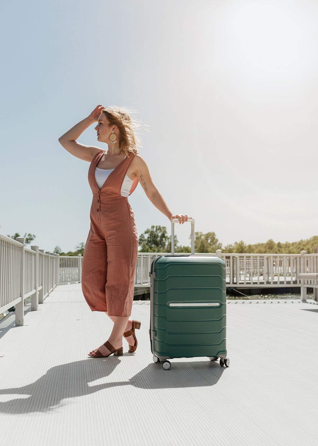 Samsonite Freeform Hardside Expandable with Double Spinner Wheels ( Sage Green , Checked-Large 28-Inch ) Sage Green Checked Large 28 Inch U1