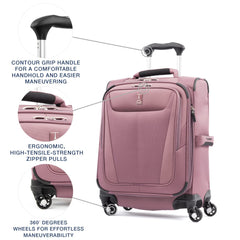 Travelpro Maxlite 5 Softside Expandable Luggage with 4 Spinner Wheels, Lightweight Suitcase, Men and Women Dusty Rose Pink Carry On 19 Inch U1