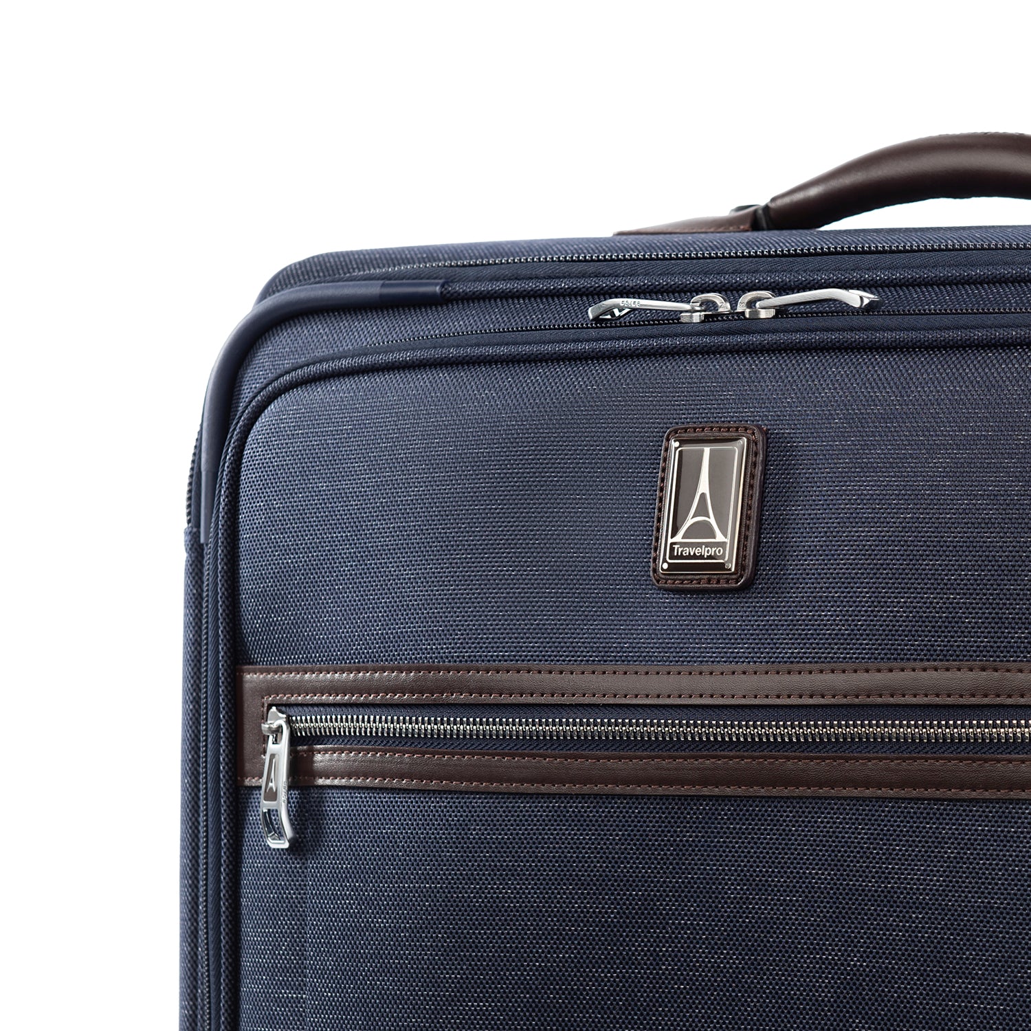 Travelpro Platinum Elite Softside Expandable Luggage, 8 Wheel Spinner Suitcase, USB Port, Suiter, Men and Women True Navy Checked Medium 25 Inch U2