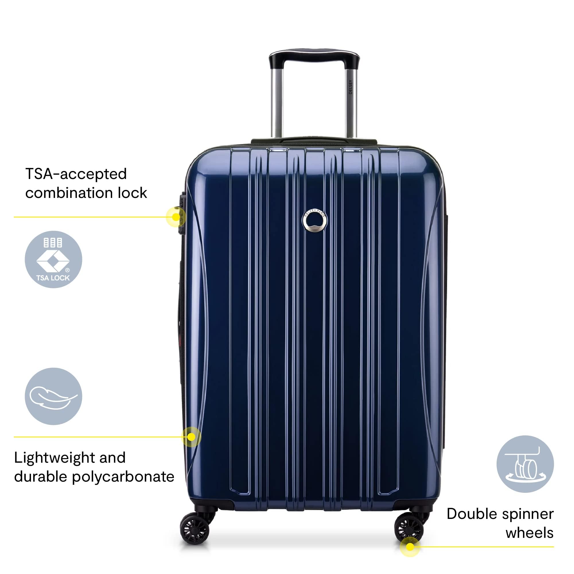 DELSEY Paris Helium Aero Hardside Expandable Luggage with Spinner Wheels ( Blue Cobalt , Carry-On 21 Inch ) Blue Cobalt Carry On 21 Inch U7