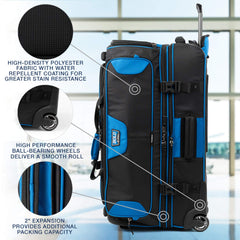 Travelpro Bold Drop Bottom Wheeled Rolling Duffel Bag ( Blue/Black , 30-Inch ) Blue/Black 30 Inch U6