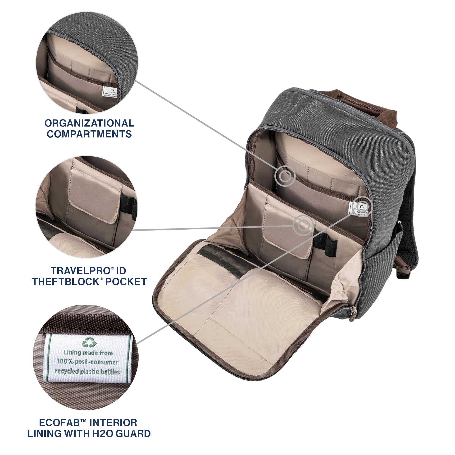 Travelpro Platinum Elite Laptop Travel Backpack, Fits up to 16 Inch Laptop, Business, Water Resistant, Men and Women ( Grey , 16 Inch ) Grey 16 Inch U1