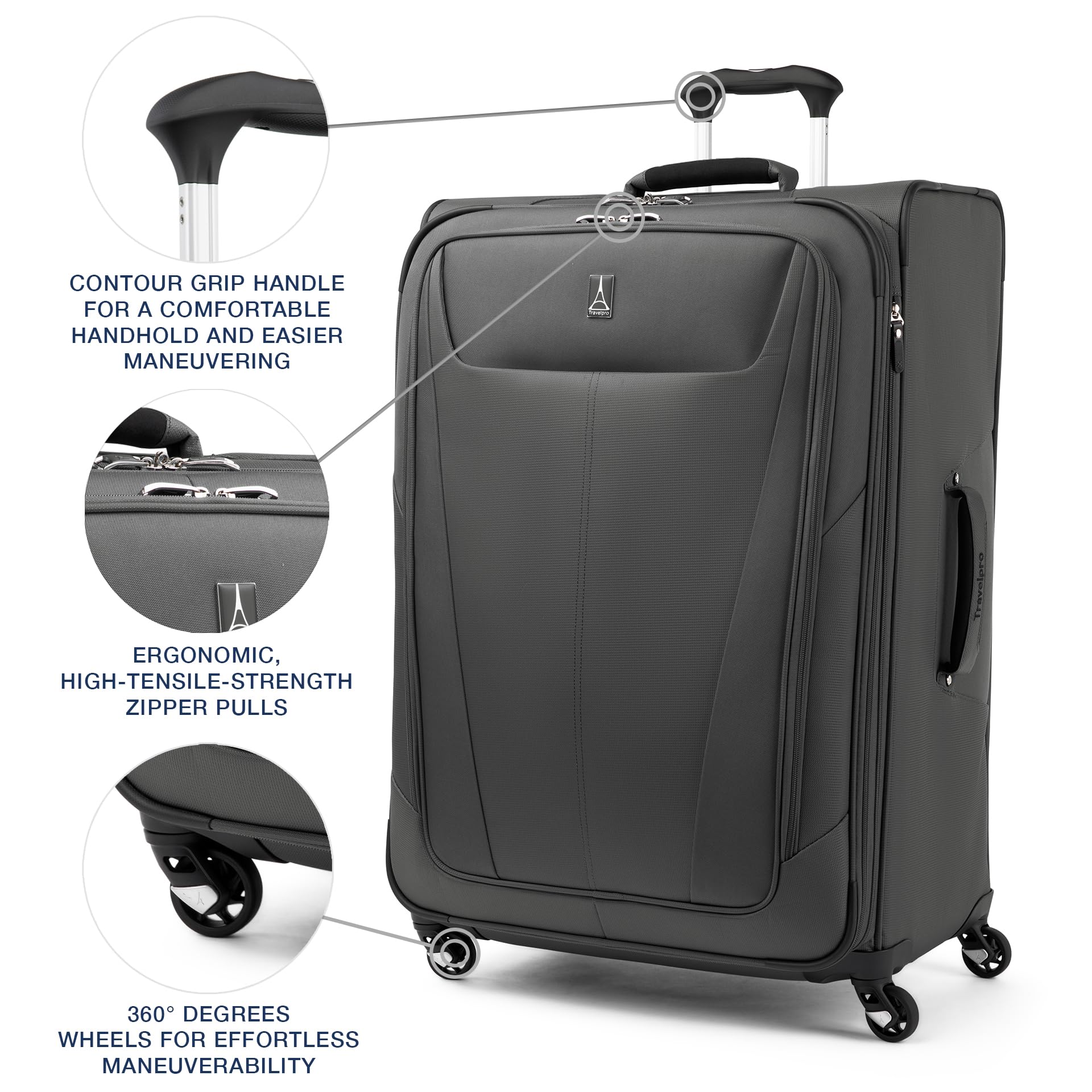 Travelpro Maxlite 5 Softside Expandable Luggage with 4 Spinner Wheels, Lightweight Suitcase, Men and Women ( Shadow Grey , Checked-Large 29-Inch ) Shadow Grey Checked Large 29 Inch U12
