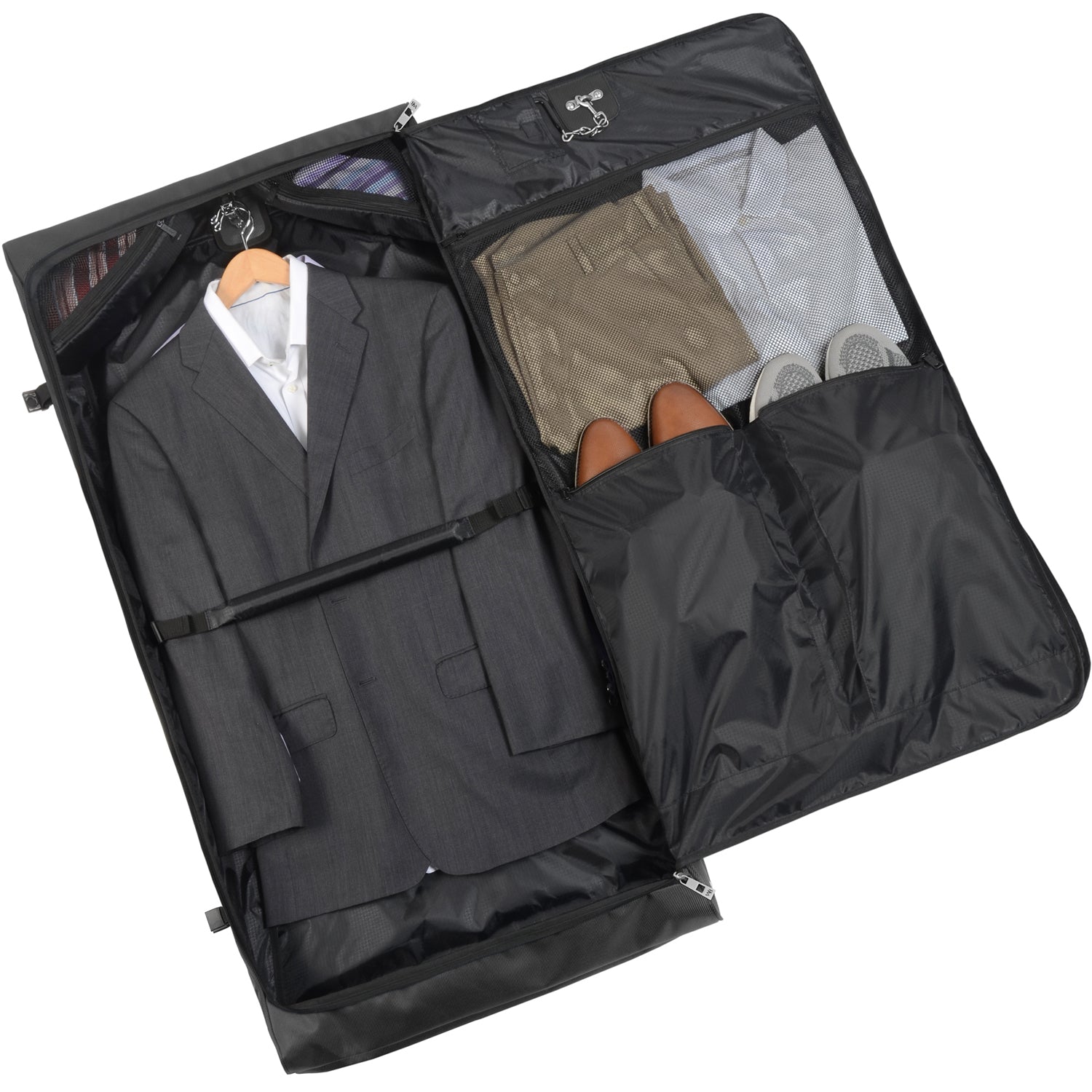 WallyBags 45" Premium Framed Garment Bag with shoulder strap and multiple pockets ( Black , 45-inch ) Black 45 Inch U2