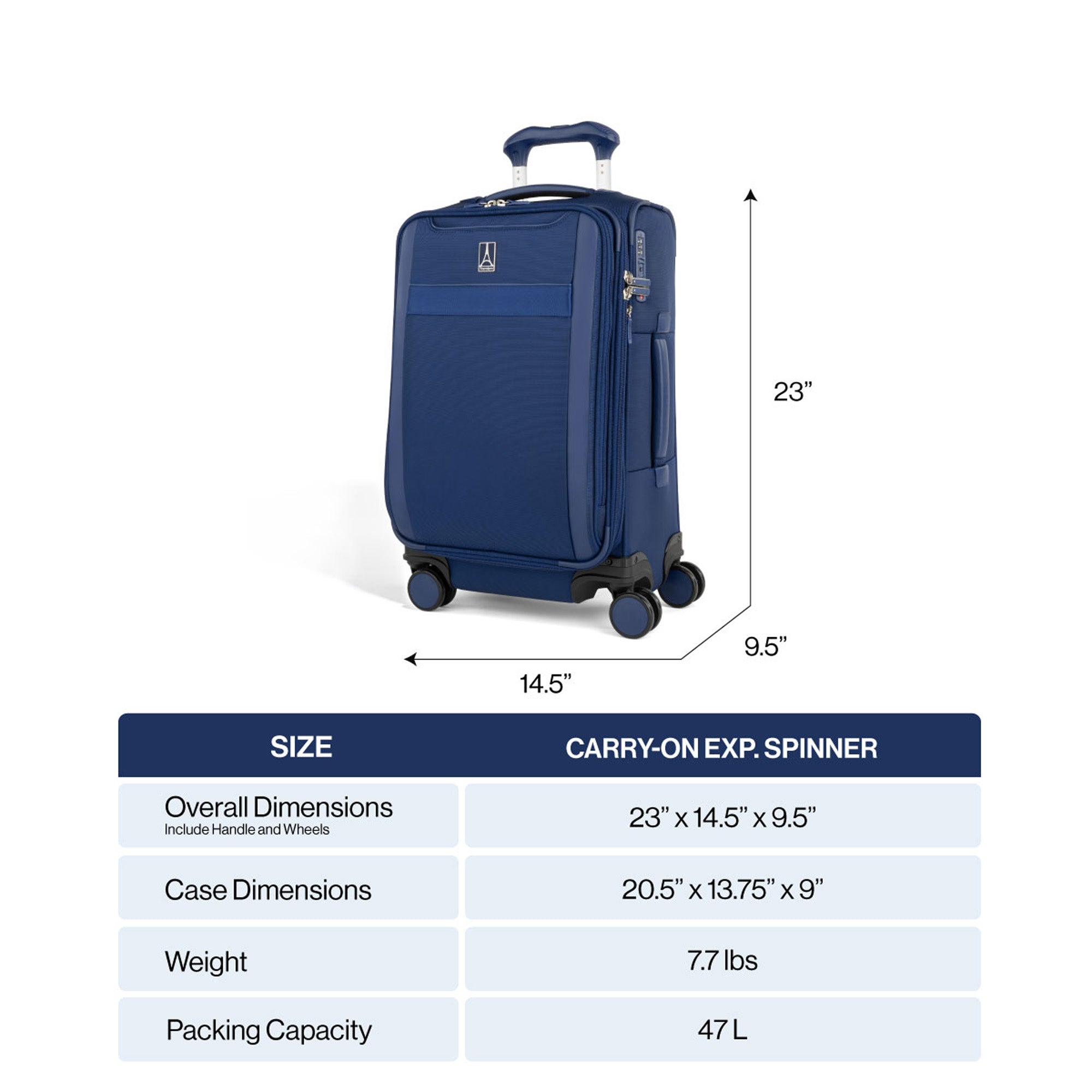 Travelpro VersaPack+ Lightweight Softside Expandable Carry on Luggage, 8 Spinner, TSA Lock, Carry On 21-Inch ( Elemental Blue , Carry On ) Elemental Blue Carry On U1