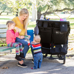 J.L. Childress DoubleCOOL, Double-Wide Insulated Stroller Accessory Organizer and Storage, Includes Cupholder, Zipper Compartments, Mesh Pockets, and Cooler ( Black , One Size ) Black One Size U1