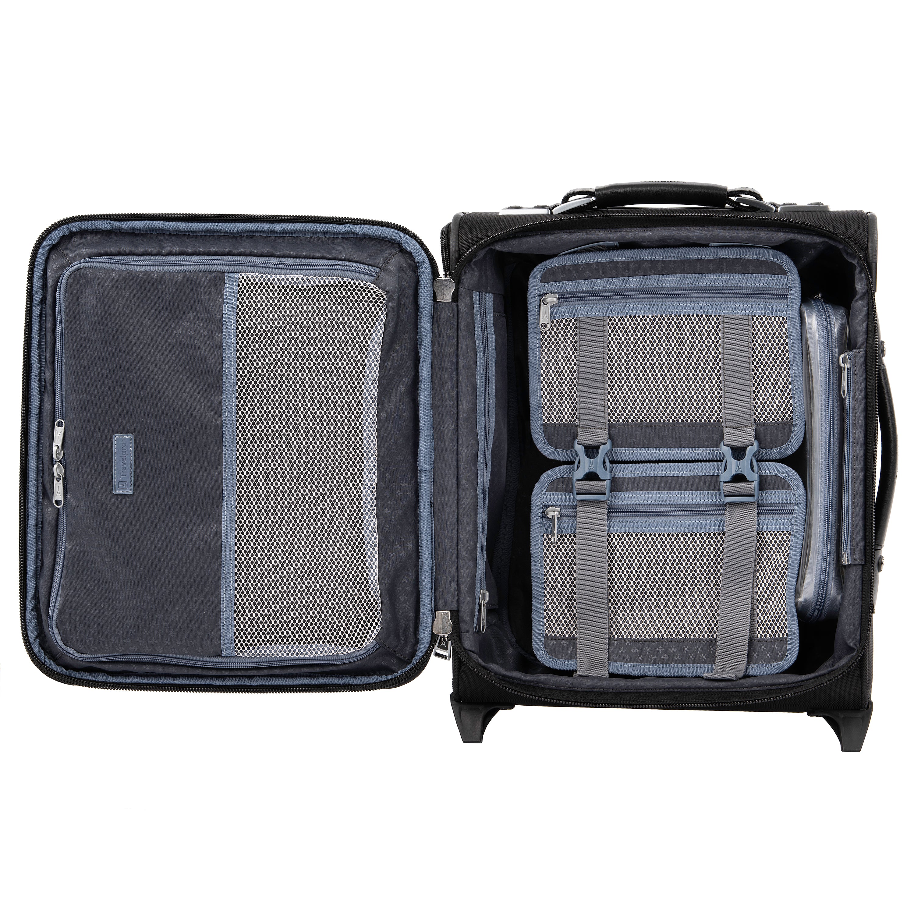 Travelpro Platinum Elite Softside Expandable Luggage, 2 Wheel Upright Suitcase, USB Port, Men and Women ( Shadow Black , Carry-On 16-Inch ) Shadow Black Carry On 16 Inch U9