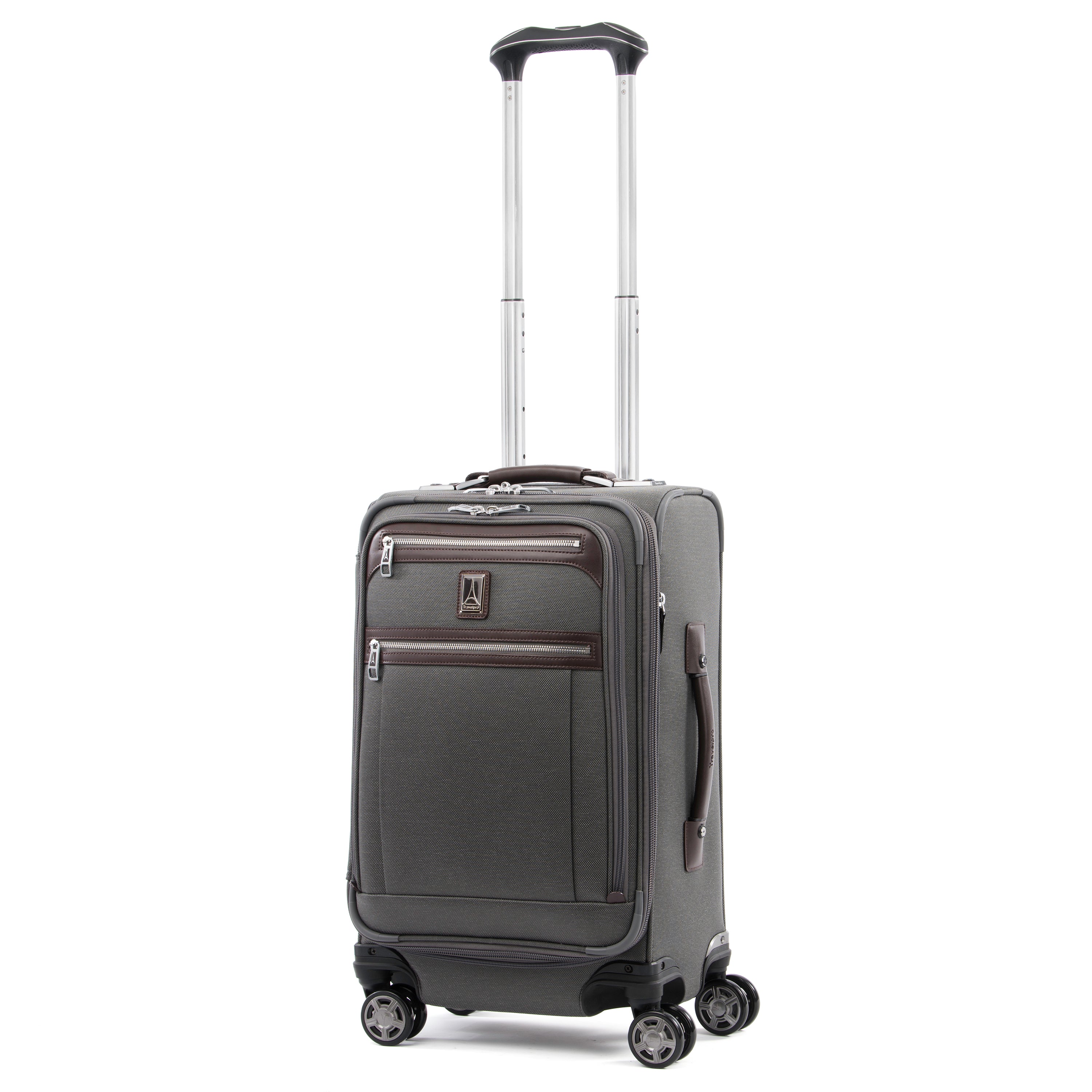 Travelpro Platinum Elite Softside Expandable Luggage, 8 Wheel Spinner Suitcase, USB Port, Suiter, Men and Women Vintage Grey Carry On 21 Inch U6