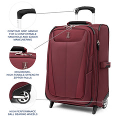 Travelpro Maxlite 5 Softside Expandable Upright 2 Wheel Luggage, Lightweight Suitcase, Men and Women ( Burgundy , Carry-on 22-Inch ) Burgundy Carry On 22 Inch U19