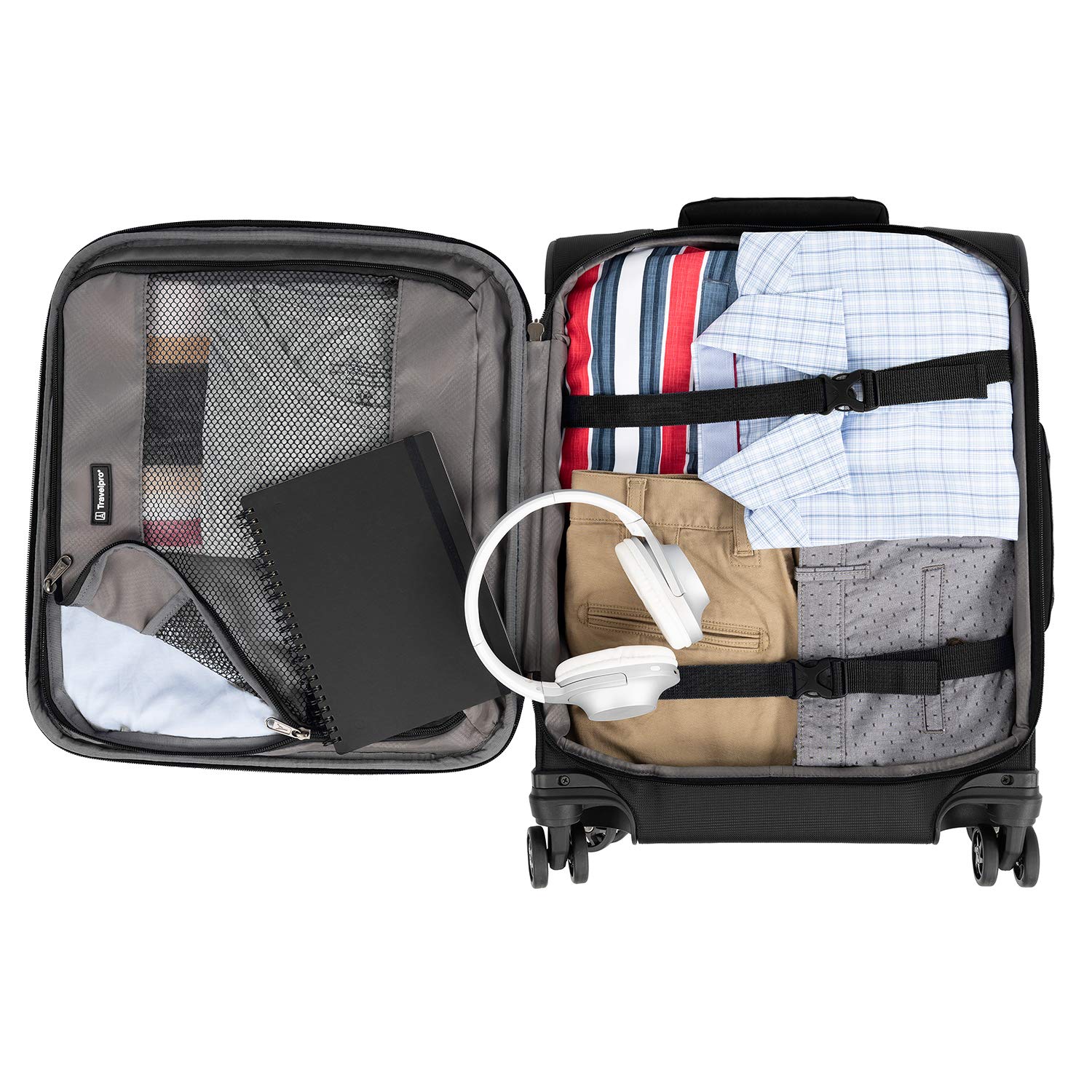 Travelpro Tourlite Softside Expandable Luggage with 4 Spinner Wheels, Lightweight Suitcase, Men and Women Black Carry On 19 Inch U10
