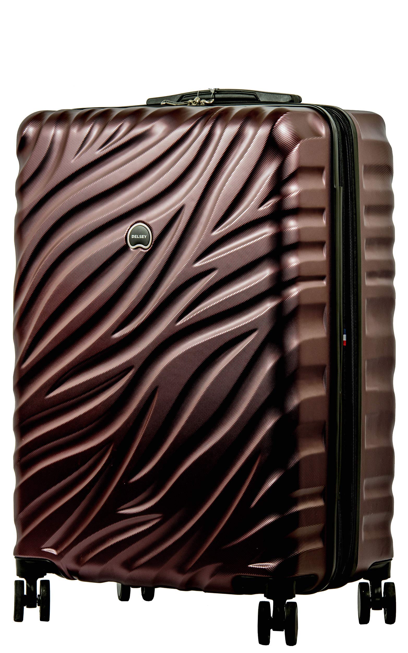 Delsey Alexis Lightweight Luggage, 4-Wheel Spinners Hardshell Suitcase, Expandable with TSA Lock  ( Burgundy , Checked-Medium 25-Inch ) Burgundy Checked Medium 25 Inch U2