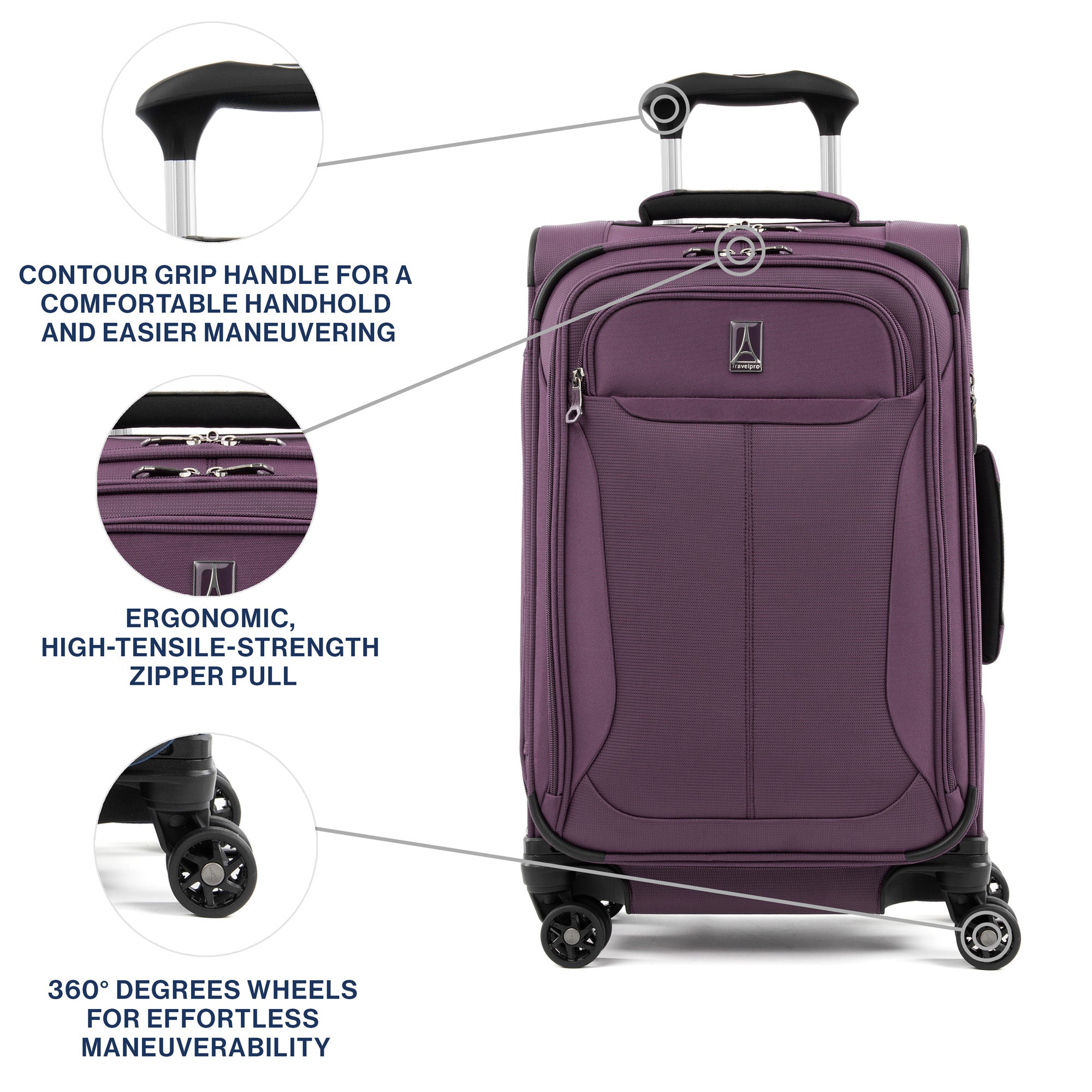 Travelpro Tourlite Softside 21" Expandable Luggage with 4 Spinner Wheels, Lightweight Suitcase, Carry-On ( Deep Purple , Carry-On 21-Inch ) Deep Purple Carry On 21 Inch U25