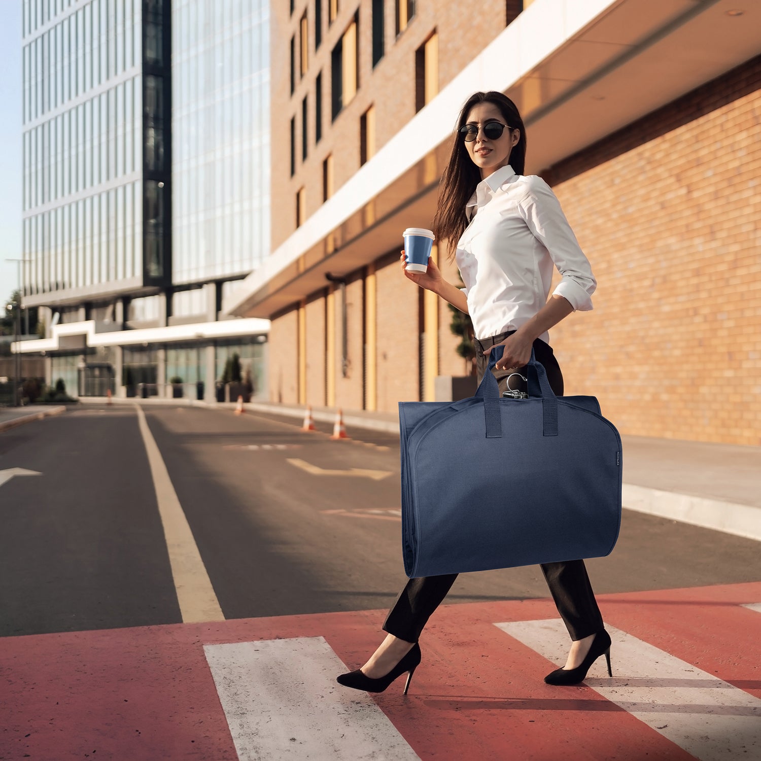 WallyBags 60 Premium Tri-Fold Travel Garment Bag with exterior pocket ( Navy , 60-inch ) Navy 60 Inch U1