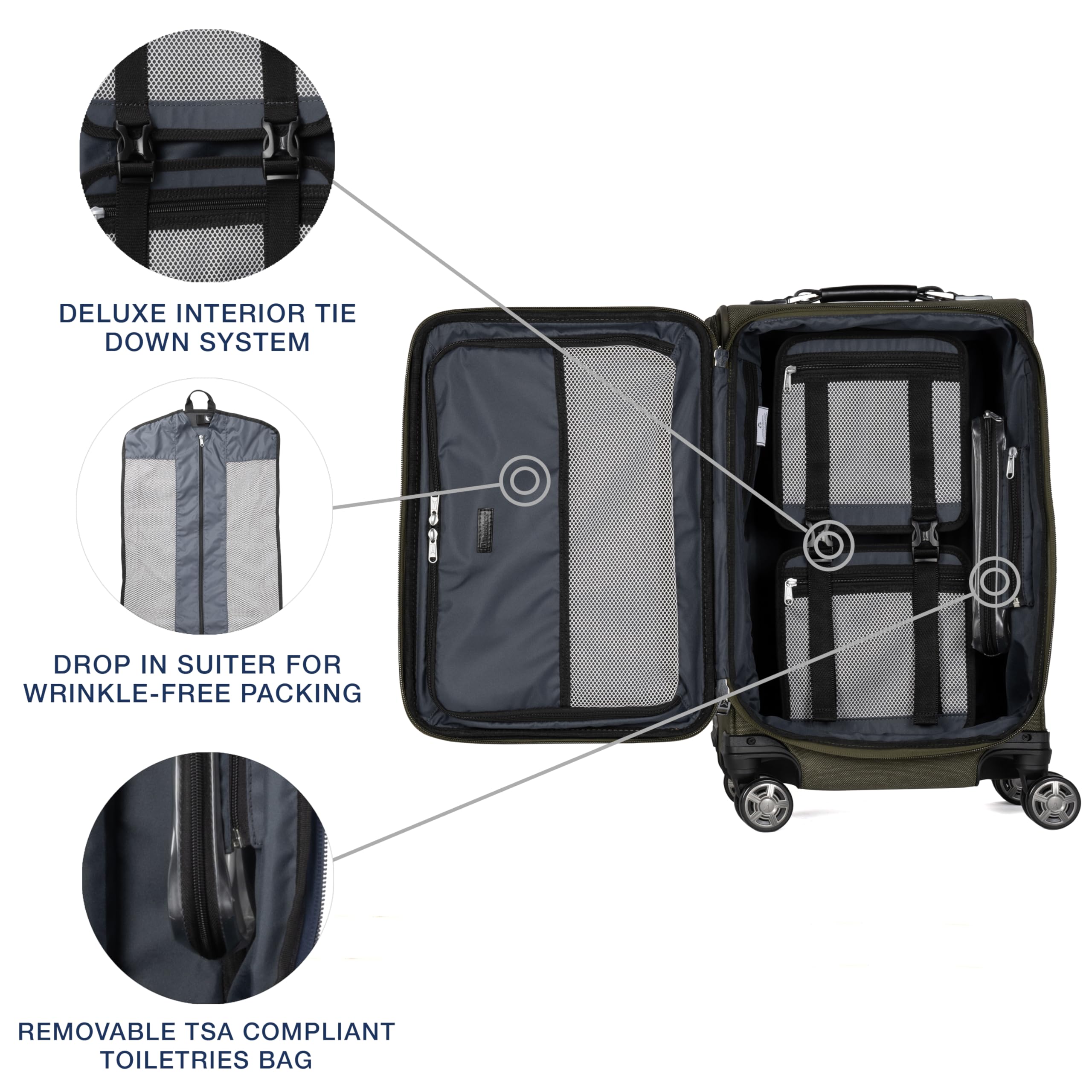 Travelpro Platinum Elite Softside Expandable Checked Luggage, 8 Wheel Spinner Large Suitcase, TSA Lock, Men and Women ( Pilot Green , Carry-On 21-Inch ) Pilot Green Carry On 21 Inch U6