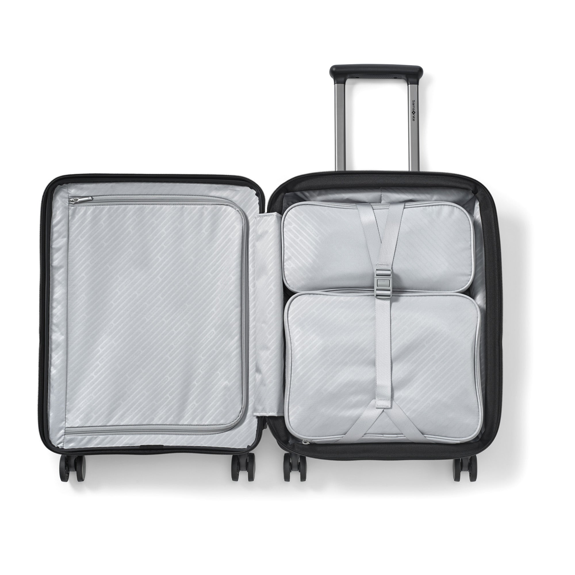 Samsonite Paralux Carry-On Luggage - Innovative Design - Quick Access Front Pocket - Dual Suspension Wheel Technology - TSA Lock - Expandable - Includes Removable Packing Cubes ( Black , Carry-On Spinner ) Black Carry On Spinner U1