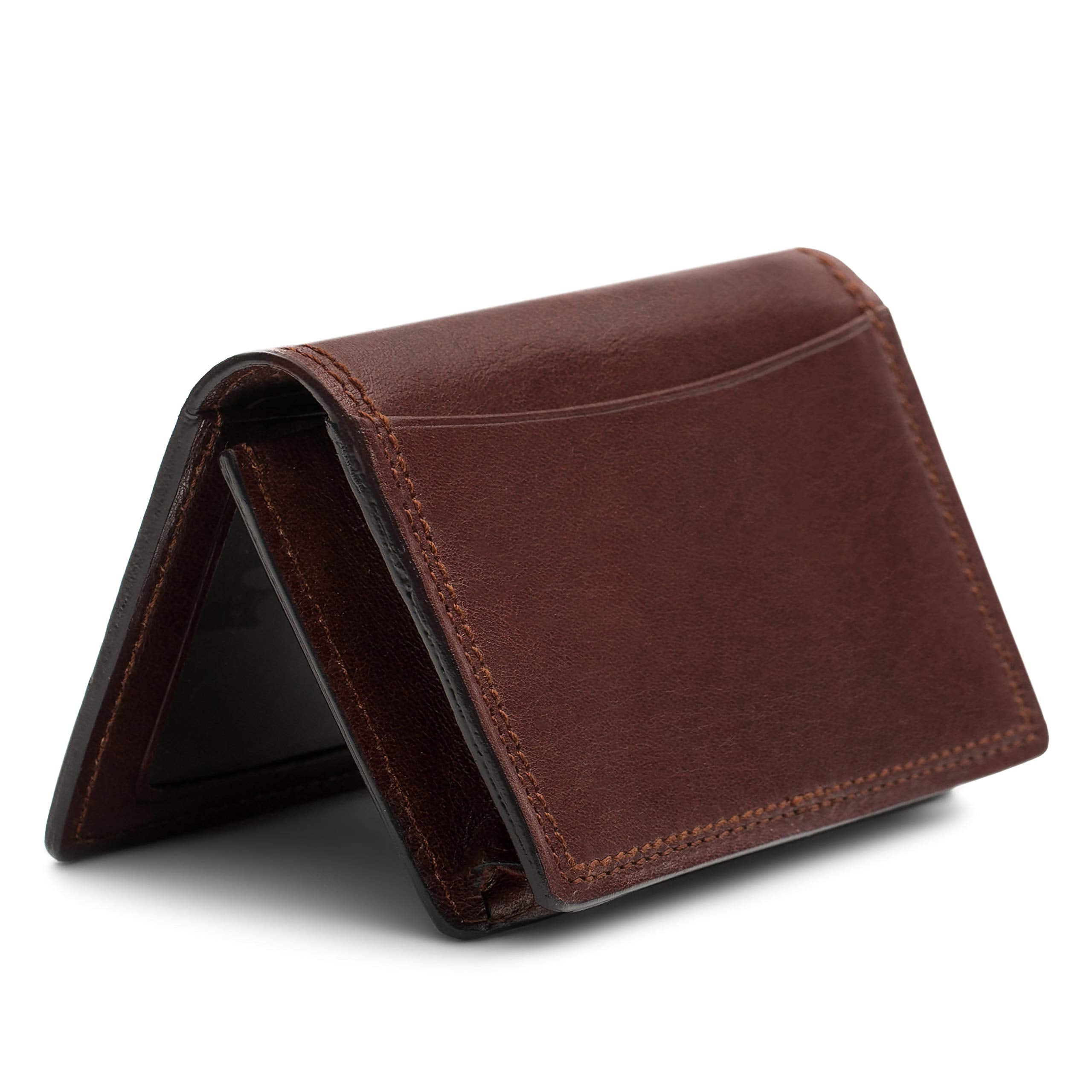 Bosca | Men’s 2 Pocket Card Case Wallet w/I.D. Window in Dolce Italian Leather ( Dark Brown , One Size ) Dark Brown One Size U2