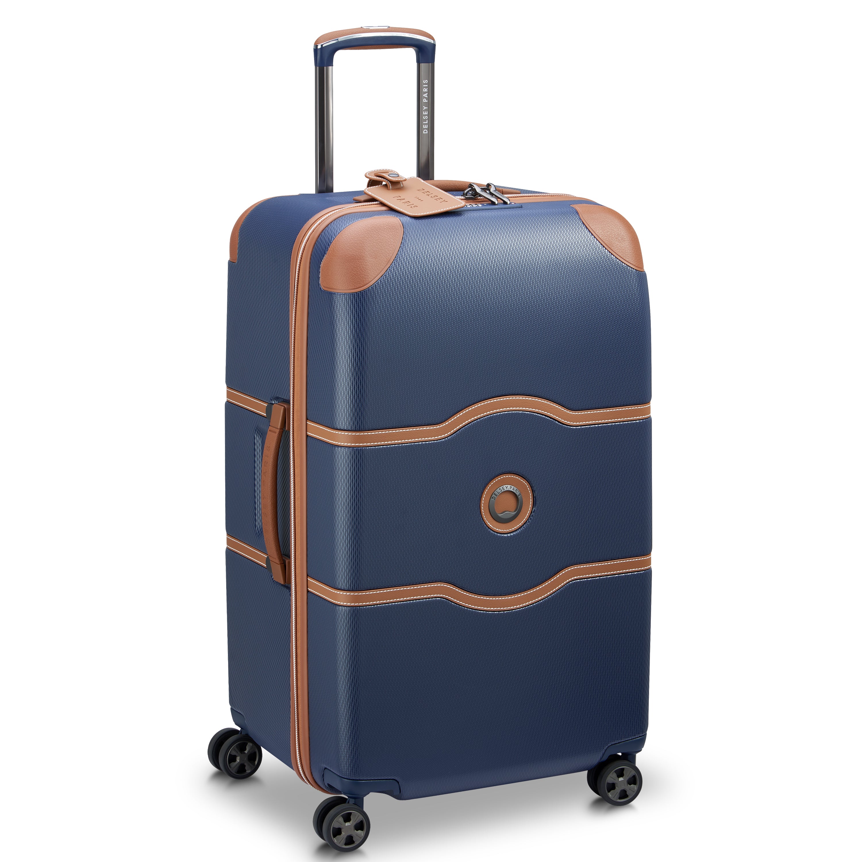 DELSEY Paris Chatelet Air 2.0 Hardside Luggage with Spinner Wheels ( Navy Blue , Checked-26 Inch Trunk ) Navy Blue Checked 26 Inch Trunk U3