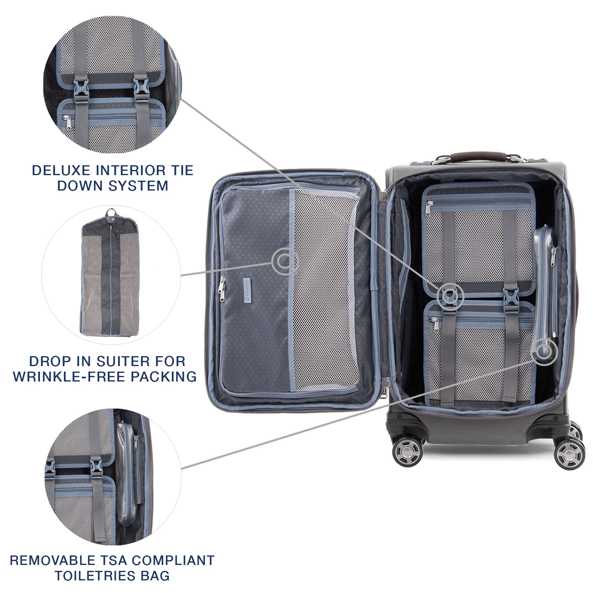Travelpro Platinum Elite Softside Expandable Carry on Luggage, 8 Wheel Spinner Suitcase, USB Port, Suiter, Men and Women, Carry On 21-Inch ( Vintage Grey , Carry-On 21-Inch ) Vintage Grey Carry On 21 Inch U12