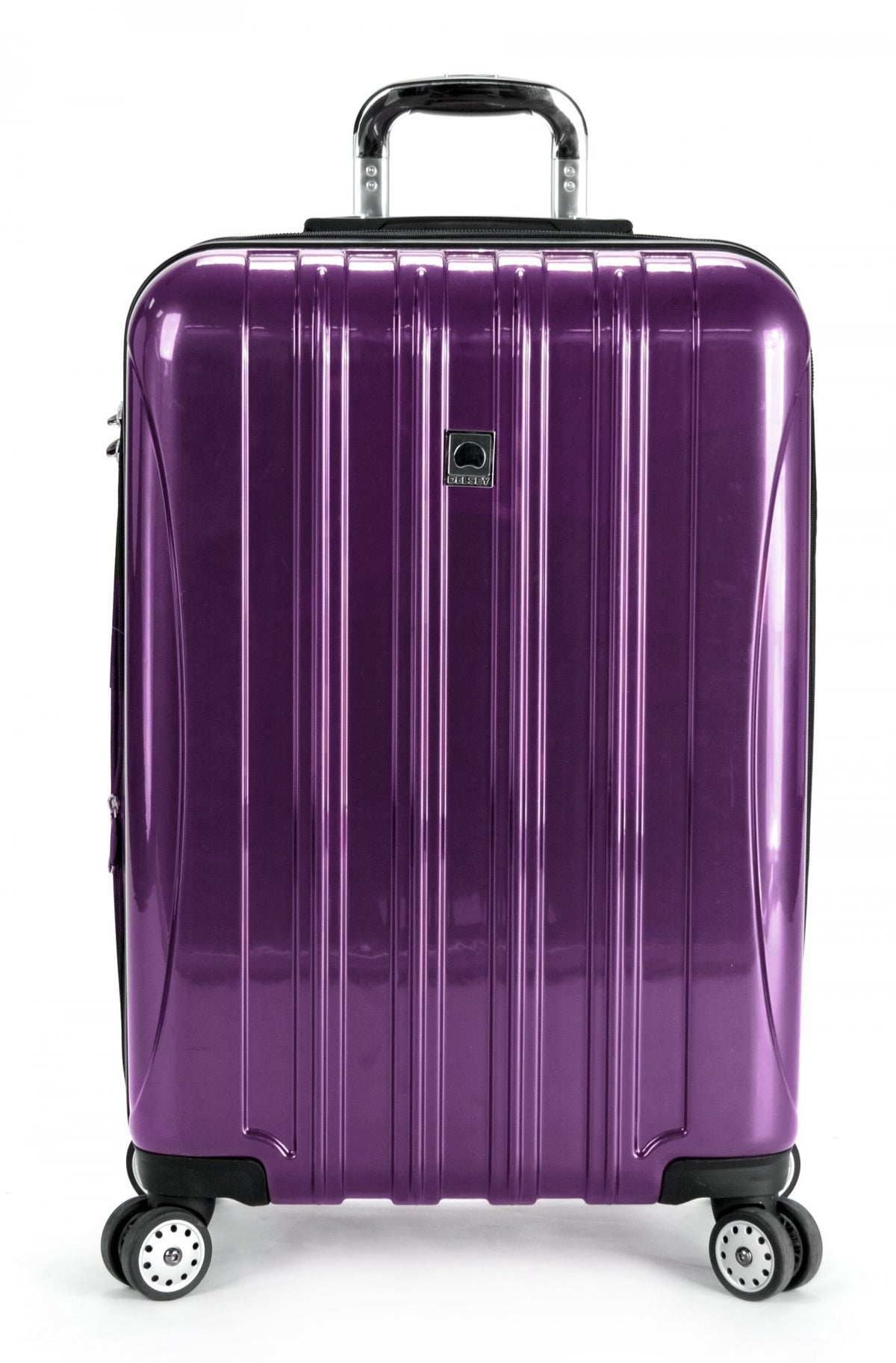DELSEY Paris Helium Aero Hardside Expandable Luggage with Spinner Wheels ( Purple , Checked-Medium 24 Inch ) Purple Checked Medium 24 Inch U2