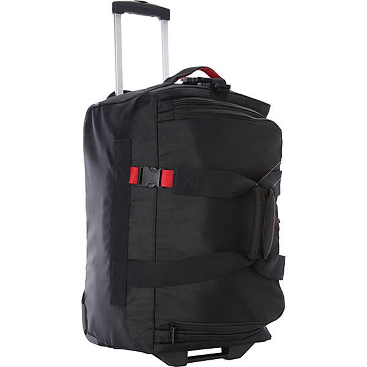 A.SAKS Luggage Lightweight Rolling Trolley Duffel with Wheels ( Black/Red , One Size ) Black/Red One Size U12