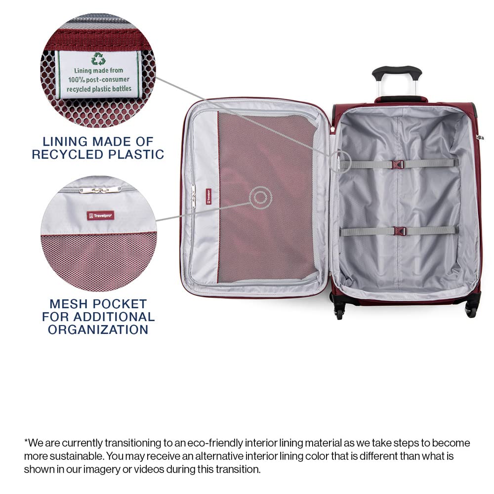 Travelpro Maxlite 5 Softside Expandable Luggage with 4 Spinner Wheels, Lightweight Suitcase, Men and Women ( Burgundy , Checked-Medium 25-Inch ) Burgundy Checked Medium 25 Inch U27