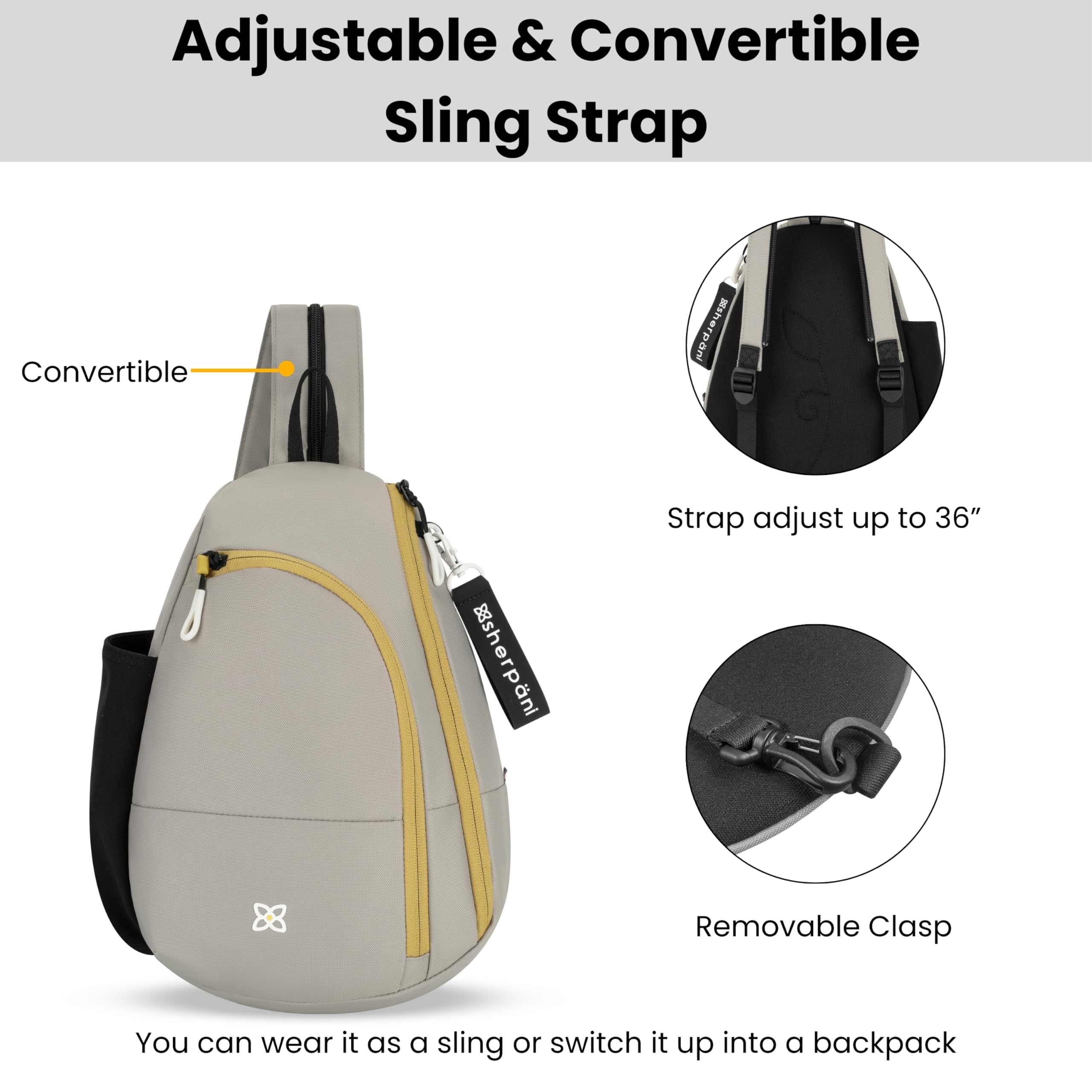 Sherpani Wayfarer, Small Convertible Sling Backpack, 8L Travel Bag, Shoulder Sling Purse, Travel Gifts for Women ( Wasabi Stone , One Size ) Wasabi Stone One Size U1
