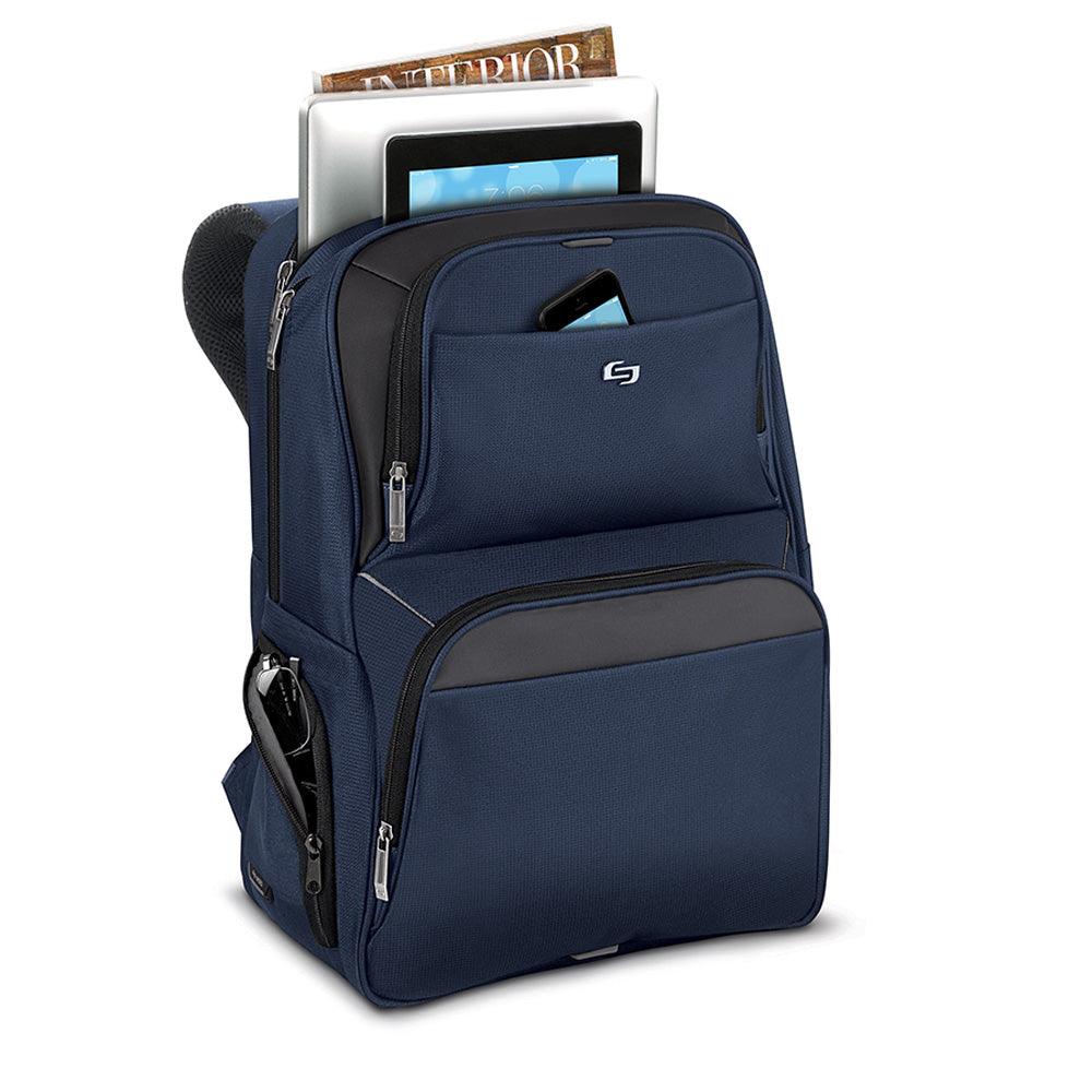Solo New York Ambition Backpack – Stylish 17.3" Laptop Backpack with Tablet Pocket, Organizer Section, Padded Back & Straps – Perfect for Professionals & Travel ( Navy , One Size ) Navy One Size U1